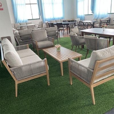 Mobili da giardino per l'aria aperta Set divano in rattan in alluminio Set divano per il tempo libero Tavolo da tè Set da cena