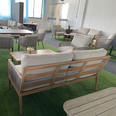 Mobili da giardino per l'aria aperta Set divano in rattan in alluminio Set divano per il tempo libero Tavolo da tè Set da cena