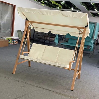 Sedile per tre persone all'aria aperta Swing Chair con telaio in metallo e ombrello in tessuto