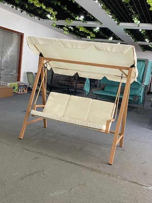 Sedile per tre persone all'aria aperta Swing Chair con telaio in metallo e ombrello in tessuto