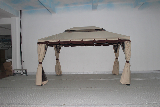 ECO FRIENDLY Gazebo da giardino in alluminio idrorepellente con zanzariere e pareti laterali 3x4m