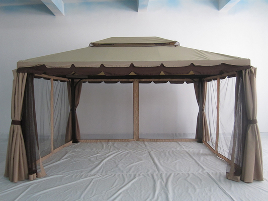ECO FRIENDLY Gazebo da giardino in alluminio idrorepellente con zanzariere e pareti laterali 3x4m