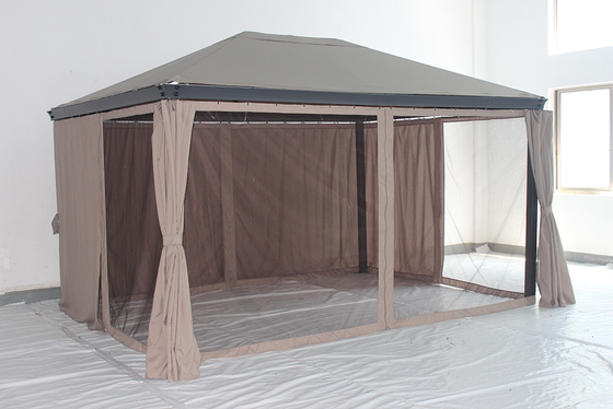Gazebo da giardino in alluminio 3*4*2.7M con telaio in metallo a prova di ruggine e tetto in acciaio personalizzato
