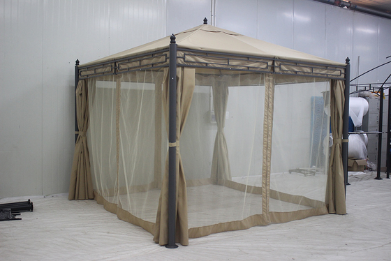 Gazebo da giardino in metallo 3*3*2.75M con copertura superiore in poliestere e pareti laterali
