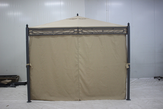 Gazebo da giardino in metallo 3*3*2.75M con copertura superiore in poliestere e pareti laterali
