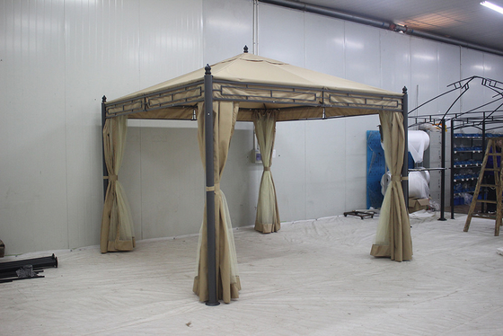 Gazebo da giardino in metallo 3*3*2.75M con copertura superiore in poliestere e pareti laterali