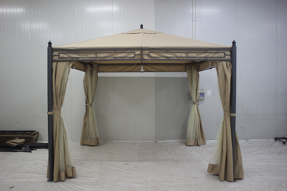 Gazebo da giardino in metallo 3*3*2.75M con copertura superiore in poliestere e pareti laterali