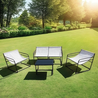 Divano per mobili da giardino per esterni Set di divani in tessuto Poltrona singola a due posti Tavolo da caffè
