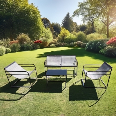 Divano per mobili da giardino per esterni Set di divani in tessuto Poltrona singola a due posti Tavolo da caffè