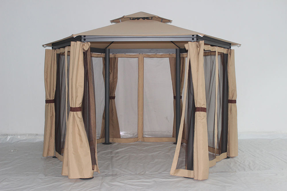 Cornice pieghevole Gazebo esterno esagonale con reti e tende di privacy Facile assemblaggio