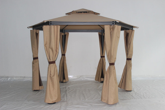 Cornice pieghevole Gazebo esterno esagonale con reti e tende di privacy Facile assemblaggio