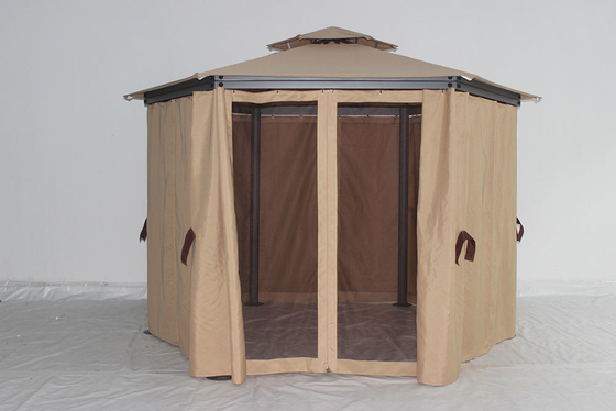 Cornice pieghevole Gazebo esterno esagonale con reti e tende di privacy Facile assemblaggio