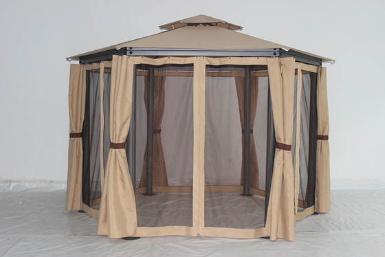 Cornice pieghevole Gazebo esterno esagonale con reti e tende di privacy Facile assemblaggio