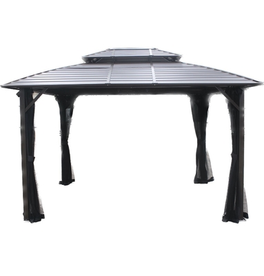 3X3.65X2.73M Gazebo esterno in metallo a doppio capo per utensili da giardino con alberato