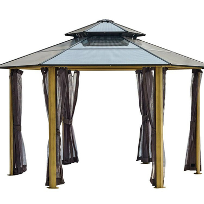 Gazebo a tetto rigido esagonale in alluminio 2x2x2x2.8M per la protezione solare e il relax