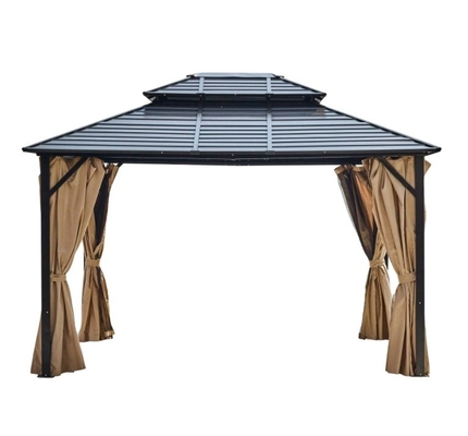Gazebo in poliestere 3X3.65X2.75M a doppio capo in tubo di alluminio per giardino