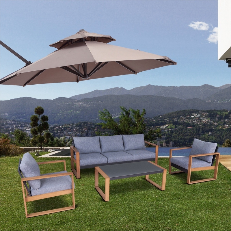 Mobili da giardino per esterno pieghevoli Divano in rattan in alluminio Set per tavolo da tè da angolo di lusso