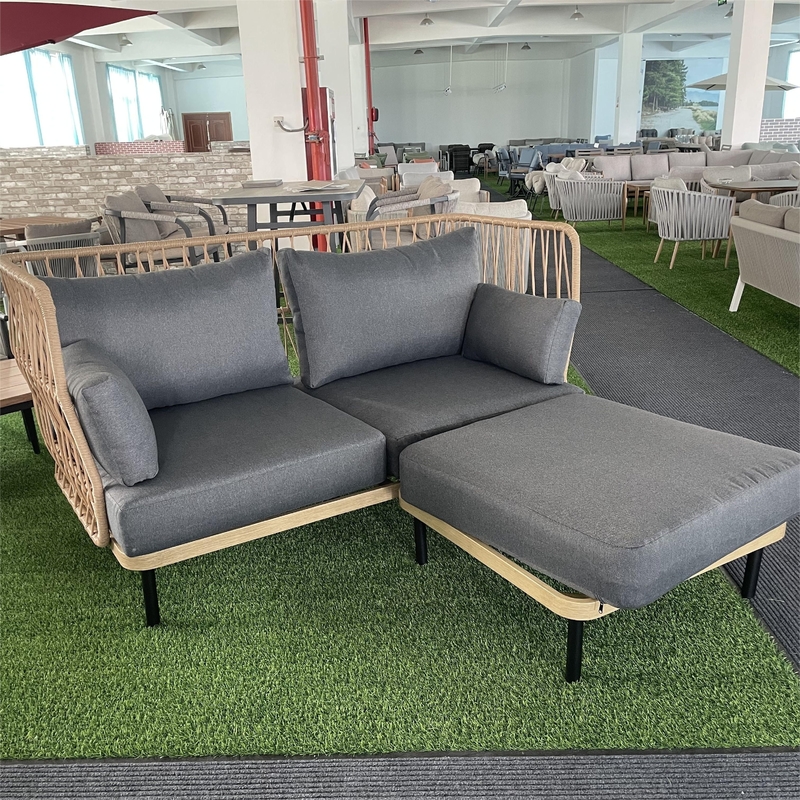 Moderno mobili da giardino in alluminio Bistro Rattan Divano Set per cena di lusso Set