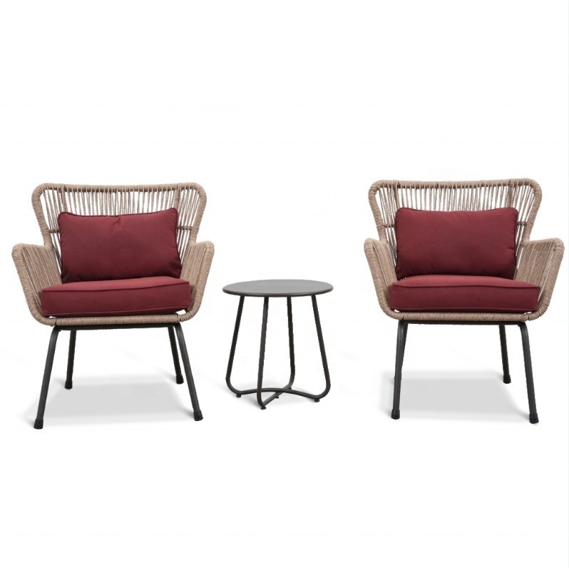 Set di mobili da giardino per esterni Divano in rattan in alluminio con tavolo da tè e sedie da bistro
