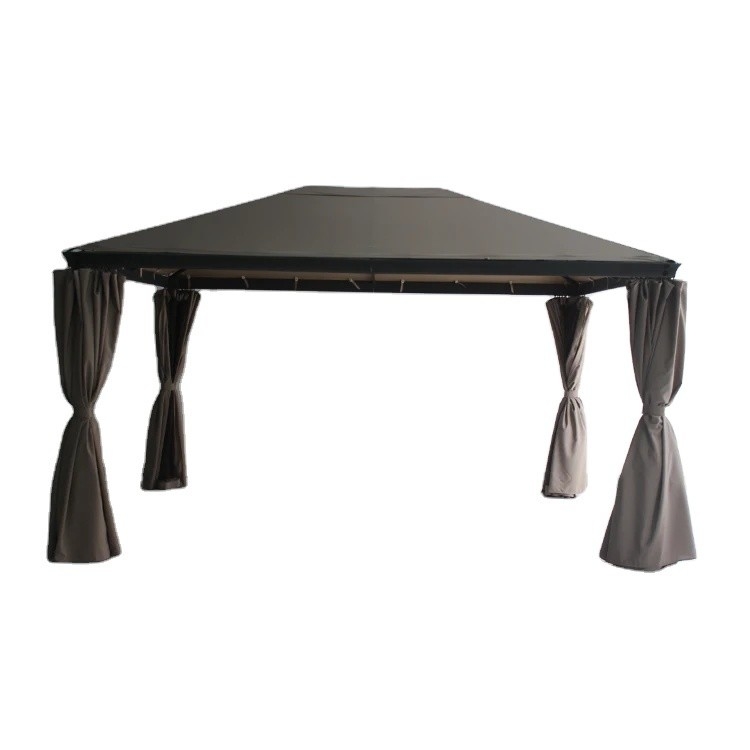 Gazebo da giardino in alluminio 3*4*2.7M con telaio in metallo a prova di ruggine e tetto in acciaio personalizzato