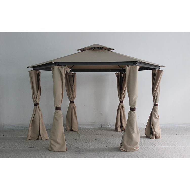 Gazebo rotondo in acciaio esterno con tenda e zanzariera 217*54*21,5 cm
