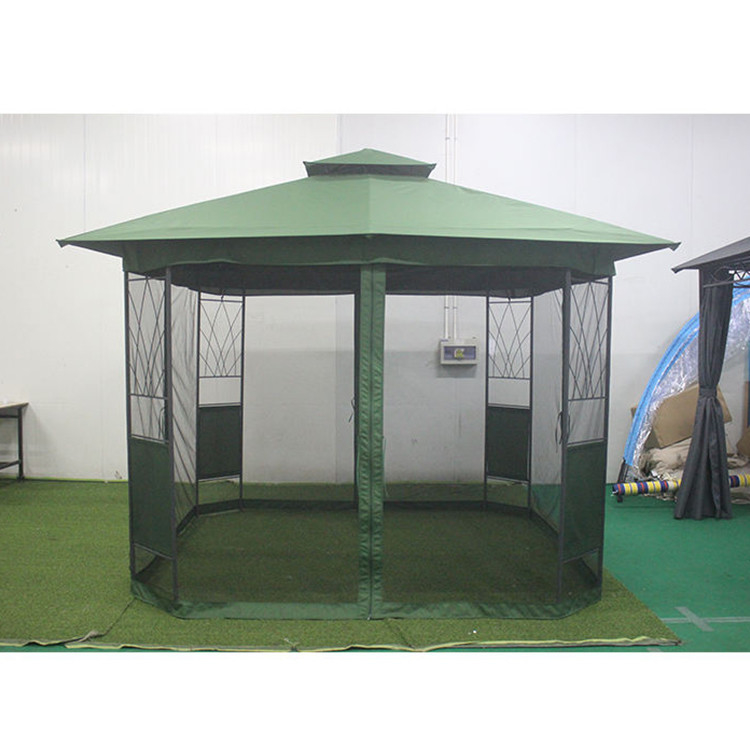 Gazebo esterno impermeabile con pareti laterali a tenda a zip e telaio in acciaio a 2 livelli 3*3M
