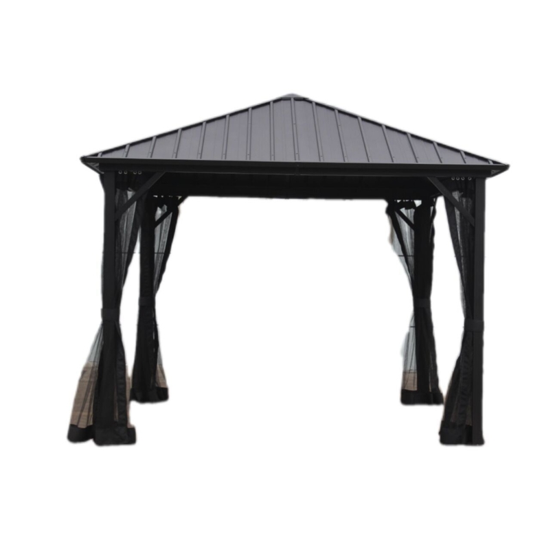3X3X2.75M Pergola in metallo Gazebo esterno per utensili da giardino con ponte pergola