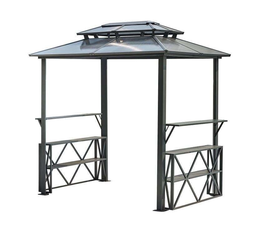Gazebo a doppia copertura in policarbonato 2.35X1.7X2.45M per ponte pergolare esterno