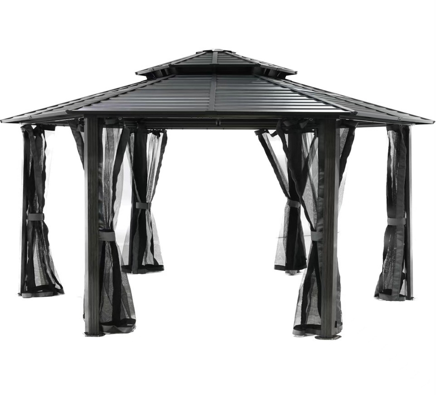 Quadro in alluminio 4x4x2.8M Gazebo esagonale con tetto rigido Ideale per l'aria aperta e facile da installare